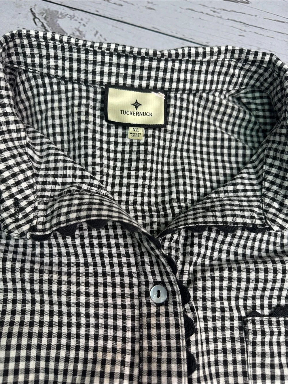 Women’s TUCKERNUCK Black And White Gingham Shirt Dress Size XL - Picture 2 of 6